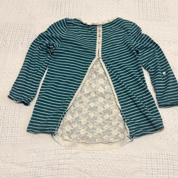 Anthropologie Meadow Rue medium lace back striped top TLS2 2886 - Picture 6 of 10